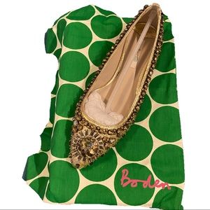 NIB Boden Gold Jeweled Flats 9 M / EU size 40